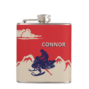For Snowmobilers Snowmobile Graphic Personalised Hip Flask