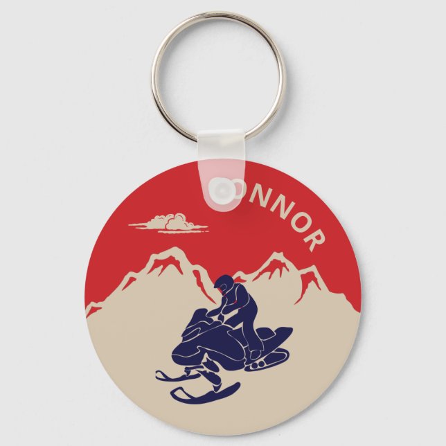 For Snowmobilers Snowmobile Graphic Personalised Key Ring (Front)