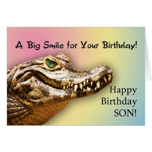 For Son a card with a smiling alligator (Front Horizontal)