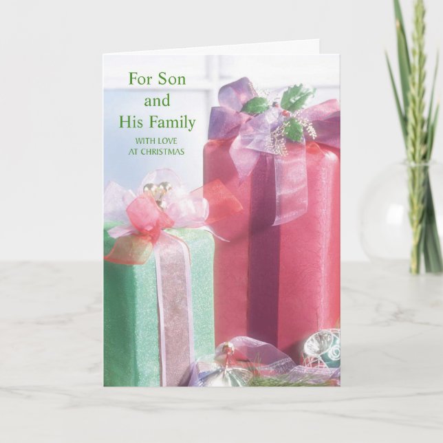 For Son and His Family With Love at Christmas Holiday Card (Front)
