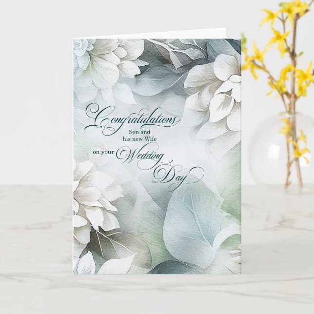For Son and New Wife Wedding Congratulations  Card (Yellow Flower)
