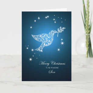 For Son, Dove of peace Christmas card