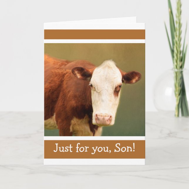 For Son Funny Cow Happy Birthday Card (Front)