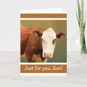 For Son Funny Cow Happy Birthday Card
