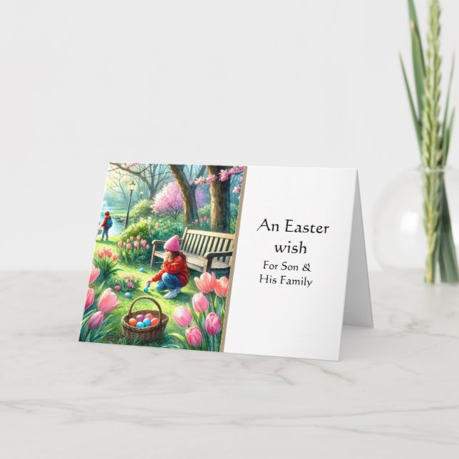 For Son & His Wife Happy Easter Greeting Card (Front)