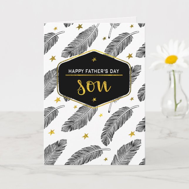 For Son on Father's Day. Feather Pattern Card (Small Plant)