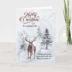 for Son Reindeer in a Snowy Forest Christmas Holiday Card