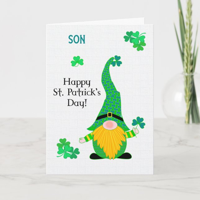 For Son St Patrick's Fun Leprechaun Card (Front)
