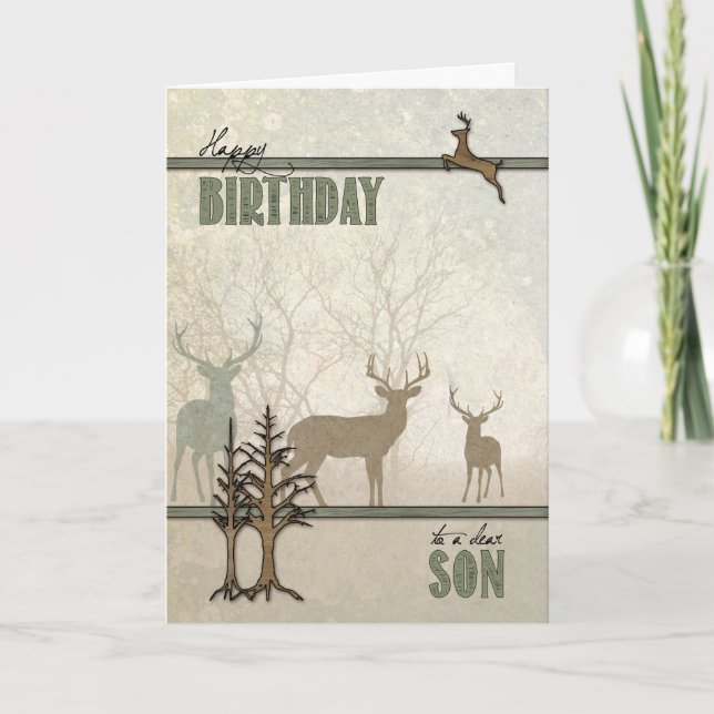 for Son Woodland Forest Theme Birthday Card (Front)