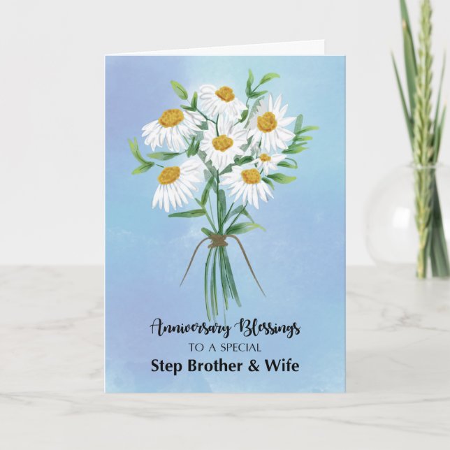 For Step Brother and Wife Wedding Anniversary Card (Front)