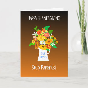 For Stepparents Thanksgiving Bouquet of Flowers Card