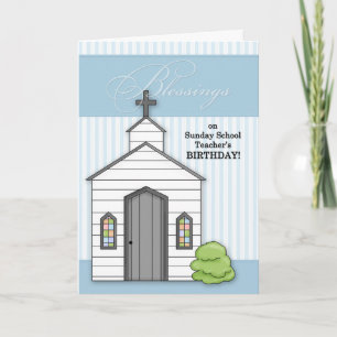 for Sunday School Teacher's Birthday Chapel Blue Card