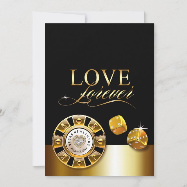 For Susan Las Vegas Wedding | gold black Invitation (Front)