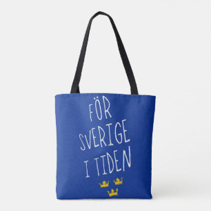 För Sverige i Tiden Grocery Bag, Swedish Motto Tote Bag