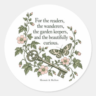 For the Beautifully Curious— Key & Moth Classic Round Sticker