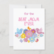 For The Best Mum Ever flowers and butterfly, birds