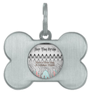 For the Bride White and Black Edgy design Pet ID Tag