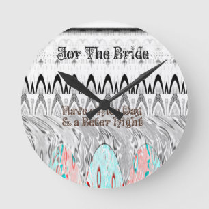 For the Bride White and Black Edgy design Round Clock