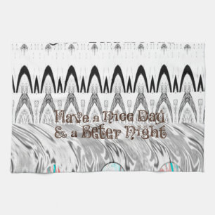 For the Bride White and Black Edgy design Tea Towel