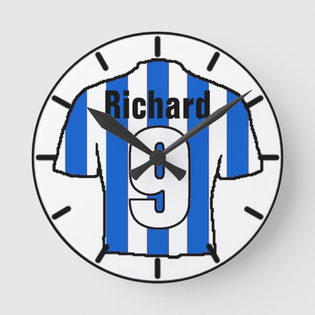 For the Football Fan. Football Club Round Clock (Front)