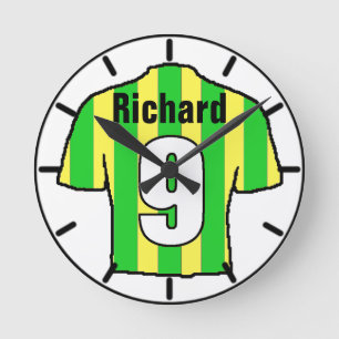 For the Football Fan. Football Club Round Clock