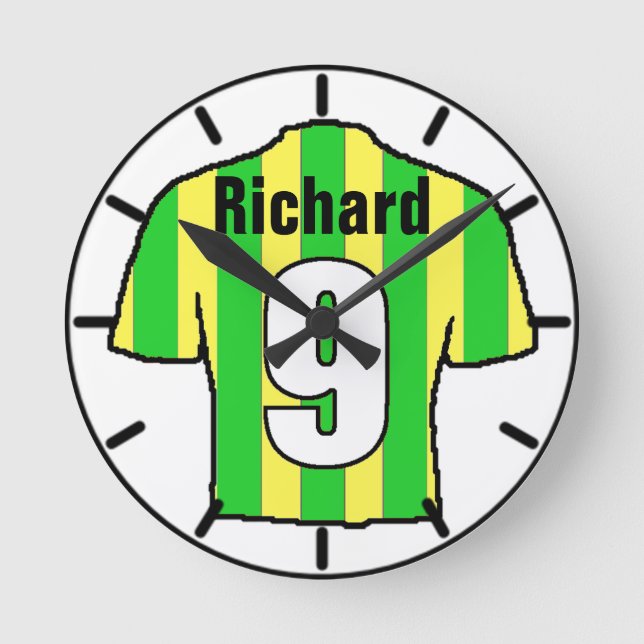 For the Football Fan. Football Club Round Clock (Front)