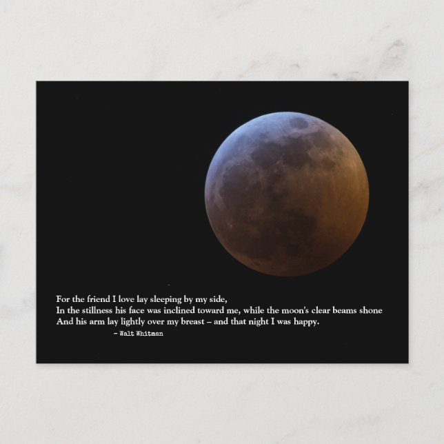 "For The Friend I Love" Walt Whitman Love Poem Postcard (Front)