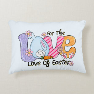 For The Love of Easter - Cute Bunny & Eggs Decorative Cushion