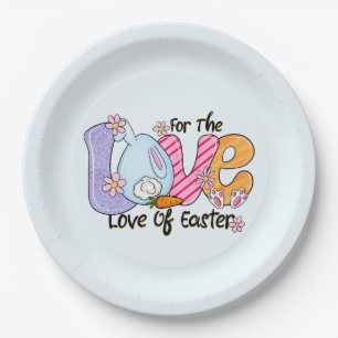 For The Love of Easter - Cute Bunny & Eggs Paper Plate