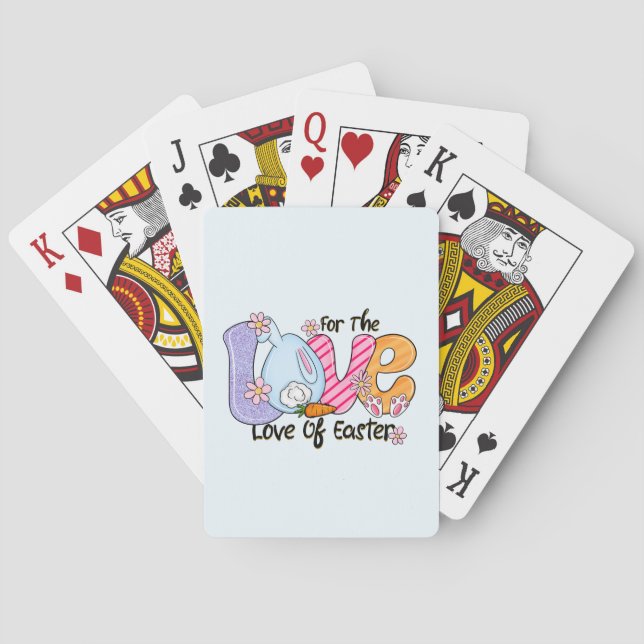For The Love of Easter - Cute Bunny & Eggs Playing Cards (Back)
