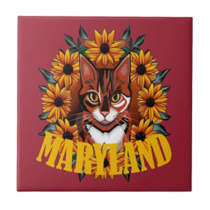 For The Love Of Maryland Calico Cat  Ceramic Tile