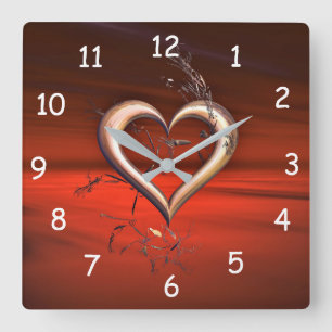 For the Love of Red Square Wall Clock