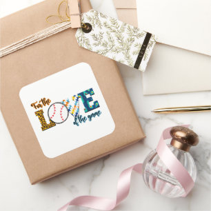 For The Love Of The Game Baseball Mum Leopard Square Sticker