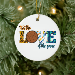 For The Love Of The Game Basketball Mum Leopard Ceramic Ornament