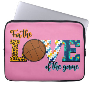 For The Love Of The Game Basketball Mum Leopard Laptop Sleeve