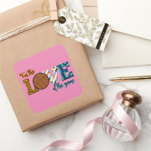 For The Love Of The Game Basketball Mum Leopard Square Sticker