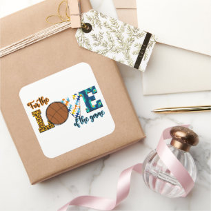 For The Love Of The Game Basketball Mum Leopard Square Sticker