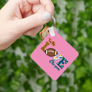 For The Love Of The Game Football Mum Leopard Key Ring