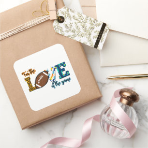 For The Love Of The Game Football Mum Leopard Square Sticker