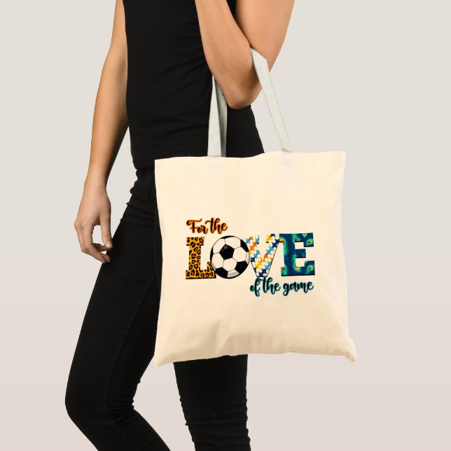 For The Love Of The Game Soccer Mum Leopard Tote Bag (Front (Product))