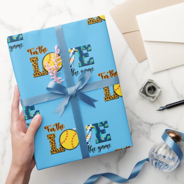 For The Love Of The Game Softball Mum Leopard Wrapping Paper (Gifting)