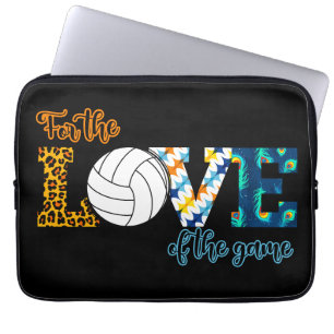 For The Love Of The Game Volleyball Mum Leopard Laptop Sleeve