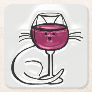 For the LOVE of Wine & Cats Coasters