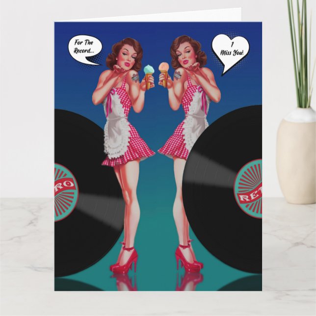 For The Record I Miss You Retro Card (Front)