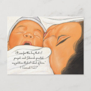 For this Boy I Prayed~Just Born Newborn Postcard