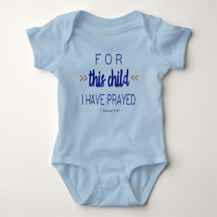 For this child I have prayed, Blue Font Baby Bodysuit