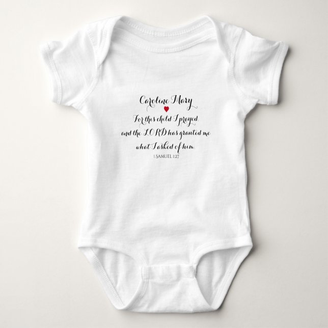 For this child I prayed Baby Bodysuit (Front)
