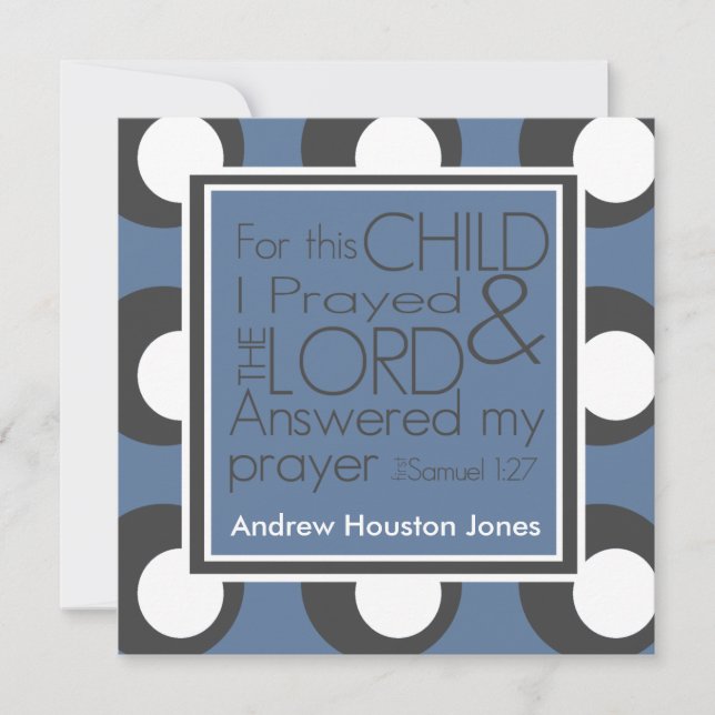 For This Child I Prayed Birth Announcement (Front)