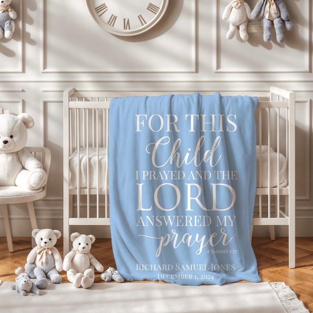 For this child I prayed personalised baby boy  Sherpa Blanket (Creator Uploaded)