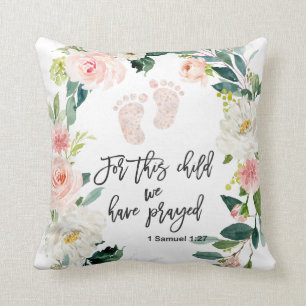 For This Child We Have Prayed Bible Verse Cushion